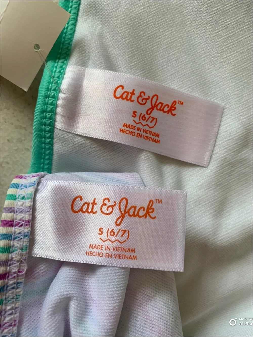Cat & Jack Girls Purple Green Stripe Tankini Bikini Set Size Small NWT Beach